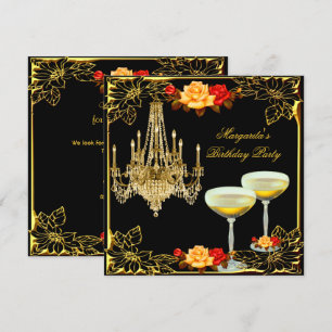 Chandelier Birthday Party Vintage Champagne Invitation