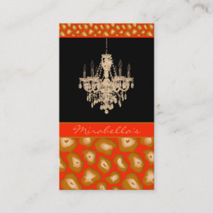 Chandelier Business Card Leopard Animal Orange