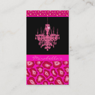 Chandelier Business Card Leopard Animal Pink
