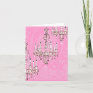 Chandelier Card~Pink Sparkling French Chandeliers Card