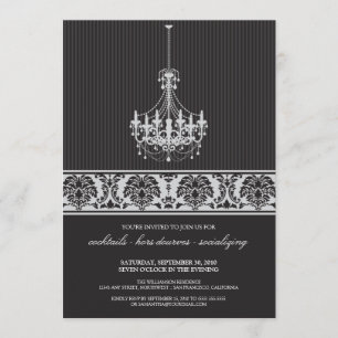Chandelier Cocktail Party Invite (black/silver)
