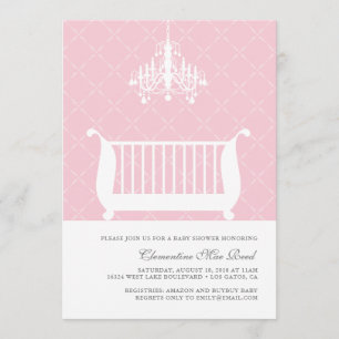 Chandelier Crib Baby Girl Shower Invitation
