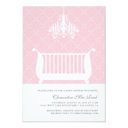 Chandelier Crib Baby Girl Shower Invitation