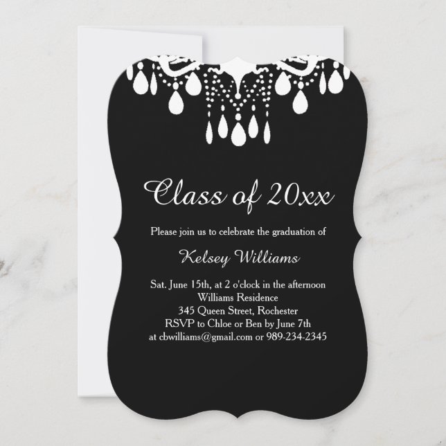 Chandelier Crystals Graduation Party Invitation (Front)