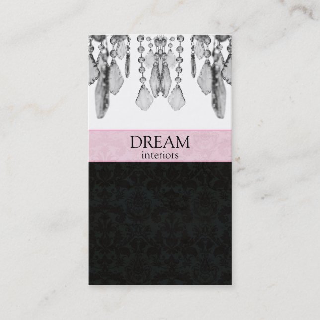 Chandelier Crystals Real Estate Business Card Pink (Front)
