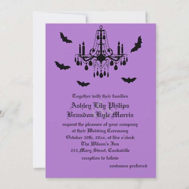 Chandelier & Damask Wedding Invitation (Front)
