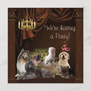 Chandelier Dogs Puppies Party Invitation Template