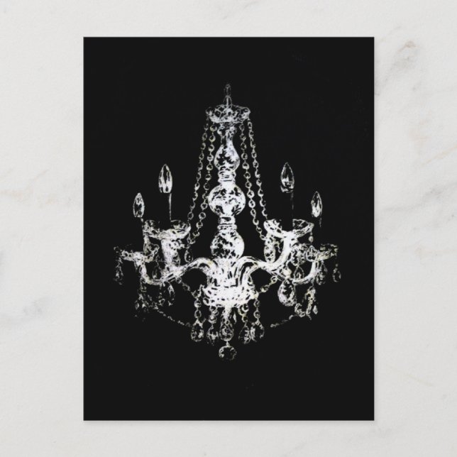 Chandelier Elegance ~ Postcard Black White Fun (Front)