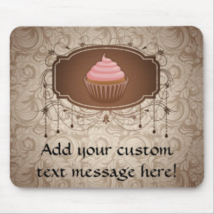 Chandelier Frame Cupcake Pink and Brown Damask Mouse Mat