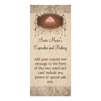 Chandelier Frame Cupcake Pink and Brown Damask Rack Card