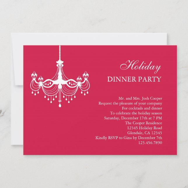 Chandelier Holiday Dinner Party Invitation (Front)