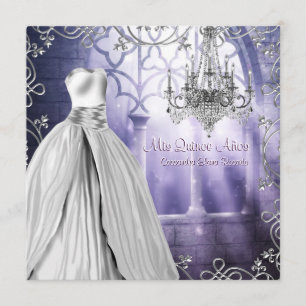 Chandelier Lavender Purple Quinceanera Invitation