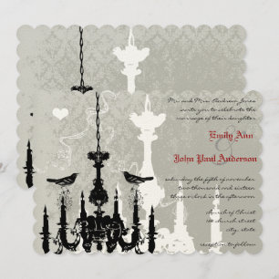 Chandelier Love Birds Wedding Invitation