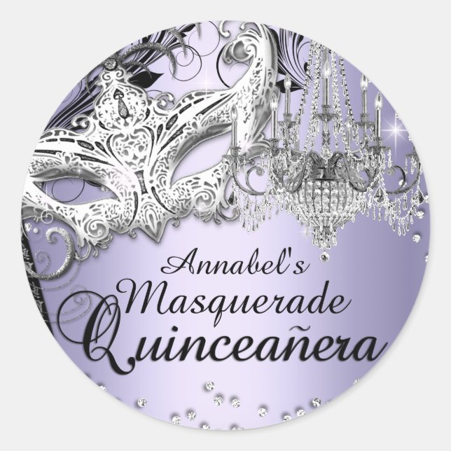 Chandelier Masquerade Purple Quinceanera Sticker (Front)