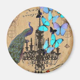 chandelier modern vintage peacock blue butterfly magnet