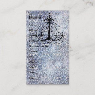 Chandelier on blue faux vintage wallpaper business card
