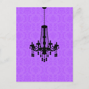 Chandelier on Purple Damask Postcard