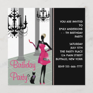 Chandelier Party Dress Any Number Girls Birthday Invitation