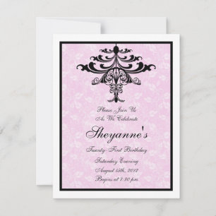 Chandelier Pink 21st Birthday Party Invitation