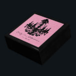 Chandelier Pink Black Damask Anniversary Gift Box<br><div class="desc">Wedding Black Lacquer Keepsake Custom Designer Personalised Jewellery Box or Memory Box Elegant Unique Wedding Anniversary  Christmas Gifts or Valentines Day Gifts</div>