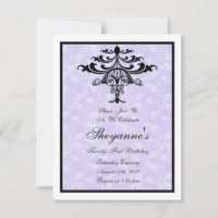 Chandelier Purple 21st Birthday Party Invitation