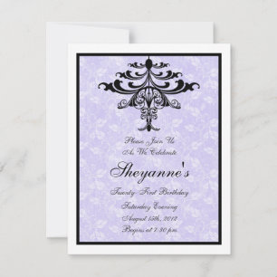 Chandelier Purple 21st Birthday Party Invitation