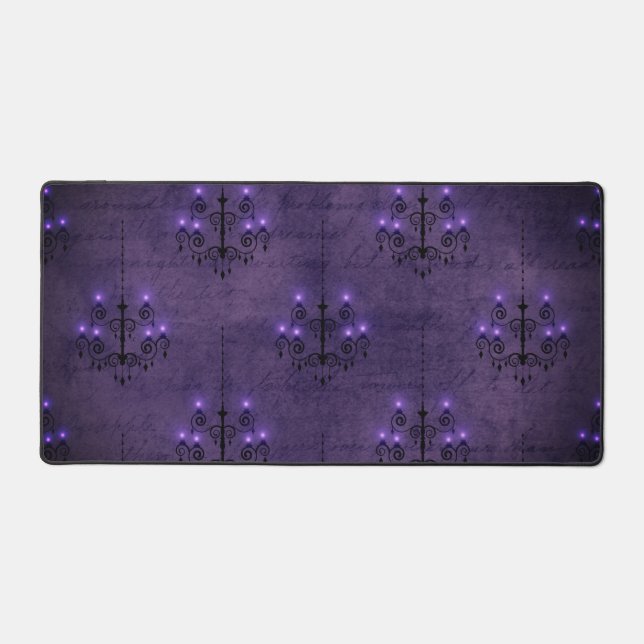 Chandelier purple, black gothic vintage  desk mat (Front)