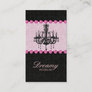 Chandelier Real Estate Business Card Pink Jewels
