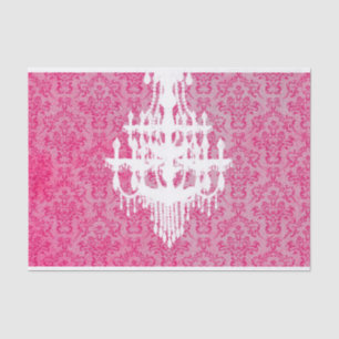 Chandelier Silhouette & Pink Damask Tissue Paper