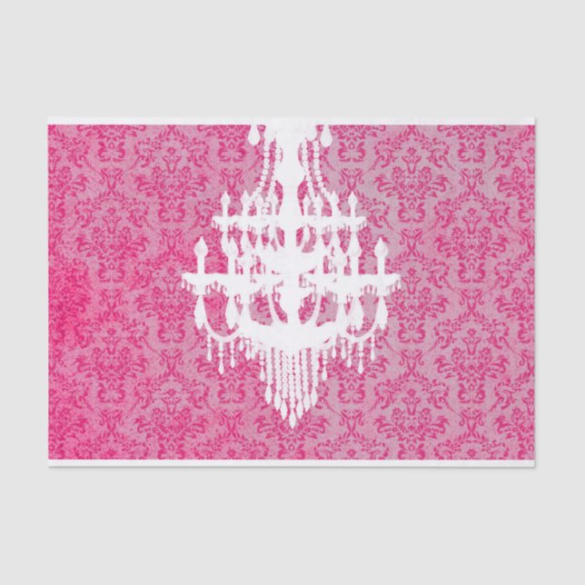 Chandelier Silhouette & Pink Damask Tissue Paper (Front)