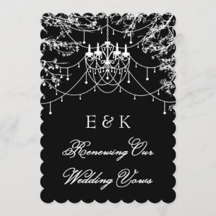 Chandelier, tree lights at night Vows Renewal Invitation