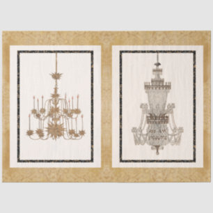 Chandelier Vintage French Architectural Drawing Tissue Paper