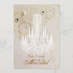 chandelier vintage wedding rehearsal dinner invitation