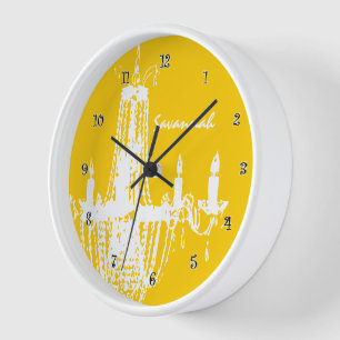 Chandelier Wall Clock Personalised Mustard Yellow