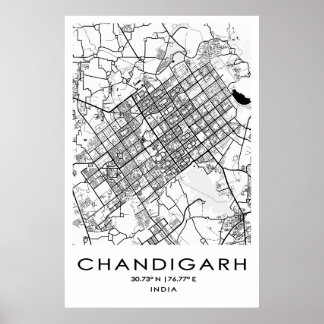 Chandigarh Map Poster| Punjab| India Poster