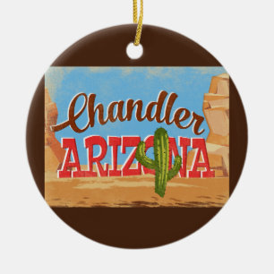 Chandler Arizona Cartoon Desert Vintage Travel Ceramic Tree Decoration