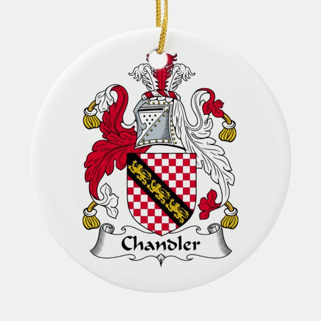 Chandler Family Crest Ceramic Tree Decoration (Front)