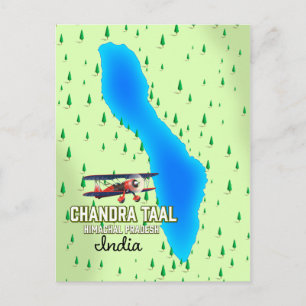 Chandra Taal Himachal Pradesh Indian lake map Postcard