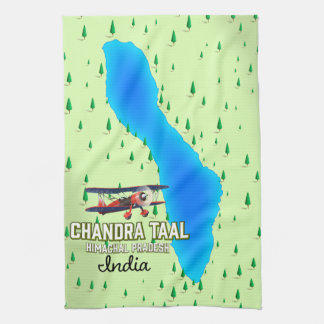 Chandra Taal Himachal Pradesh Indian lake map Tea Towel