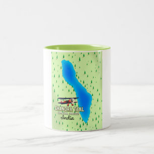 Chandra Taal Himachal Pradesh Indian lake map Two-Tone Coffee Mug