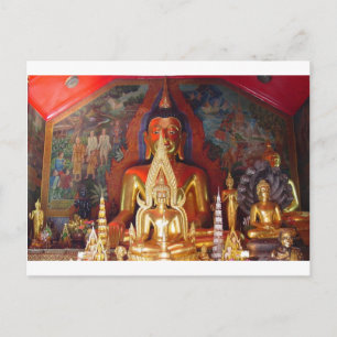Chang Mai Buddhist Temple Thailand Gold Buddha Postcard