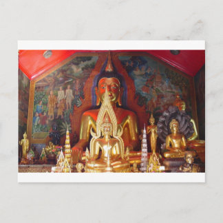 Chang Mai Buddhist Temple Thailand Gold Buddha Postcard
