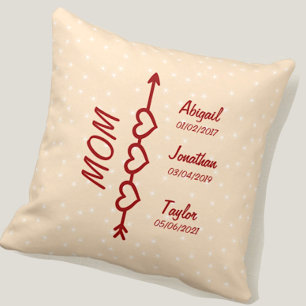 Change Add Children Kids Names Date Mum Boho Arrow Cushion