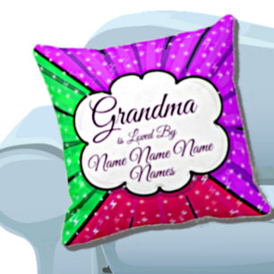 Change Add Names Grandma Is Loved By Green Purple  Cushion