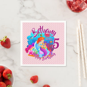 Change Age Name Mermaid Birthday Party Personalise Napkin