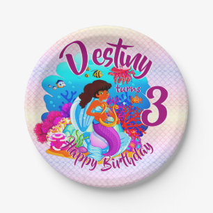 Change Age Name Mermaid Birthday Party Personalise Paper Plate