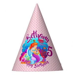 Change Age Name Mermaid Birthday Party Personalise Party Hat