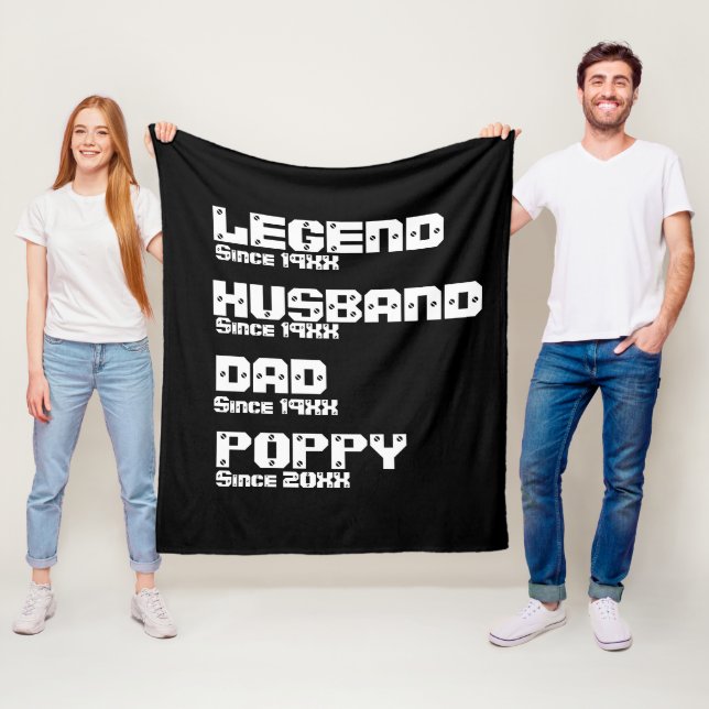 Change ALL Name Date Year Legend Husband Dad Poppy Fleece Blanket (In Situ)