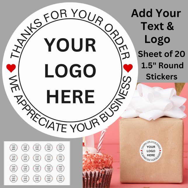 Change ALL TEXT, Add your Logo Thanks for Business Classic Round Sticker (Creator Uploaded)