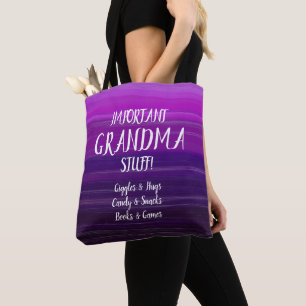 Change ALL Text & Grandmother Name Important Stuff Tote Bag